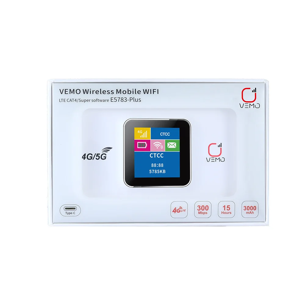VEMO E5783 Plus 4G LTE CAT4 300Mbps Portable WiFi Router with SIM