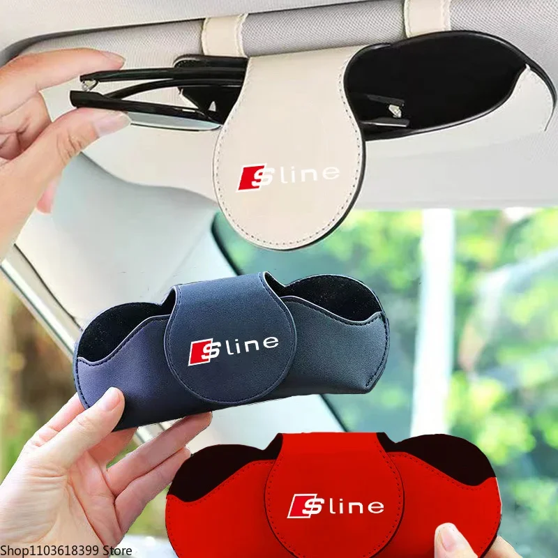 자동차 선바이저 가죽 선글라스 거치대, 자동차 안경 클립, 자동차 액세서리, 아우디 SLINE A3 A4 A5 A6 C7 Q5 Q7 Q3 Tt A7 8L RS