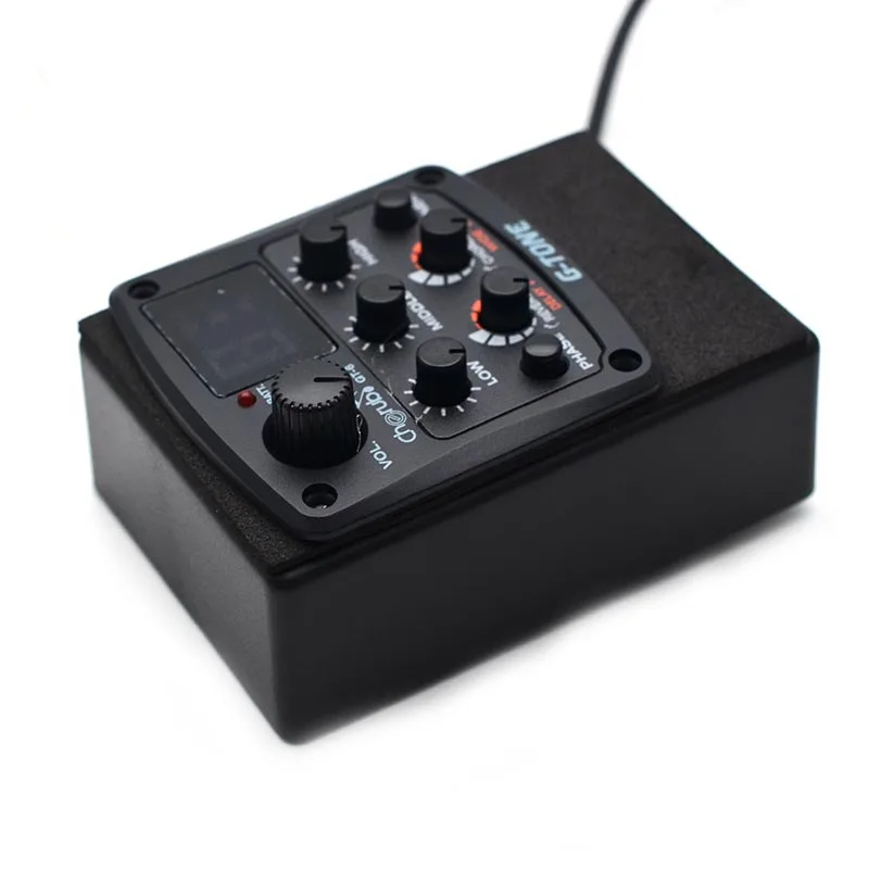 Cherub G-Tone Series Acoustic Guitar Preamp GT-6 Piezo Pickup 3-Band EQ Equalizer With REVERB/CHORUS/Delay/Wide And LED Tuner Bl