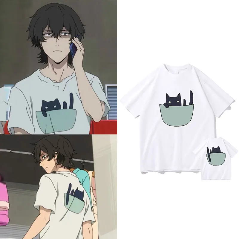 

Anime Buddy Daddies Rei Suwa Kyuutarou Kugi Miri Unasaka Cat Same Style Print Tshirt Manga Funny Men Women Soft Loose T-Shirts