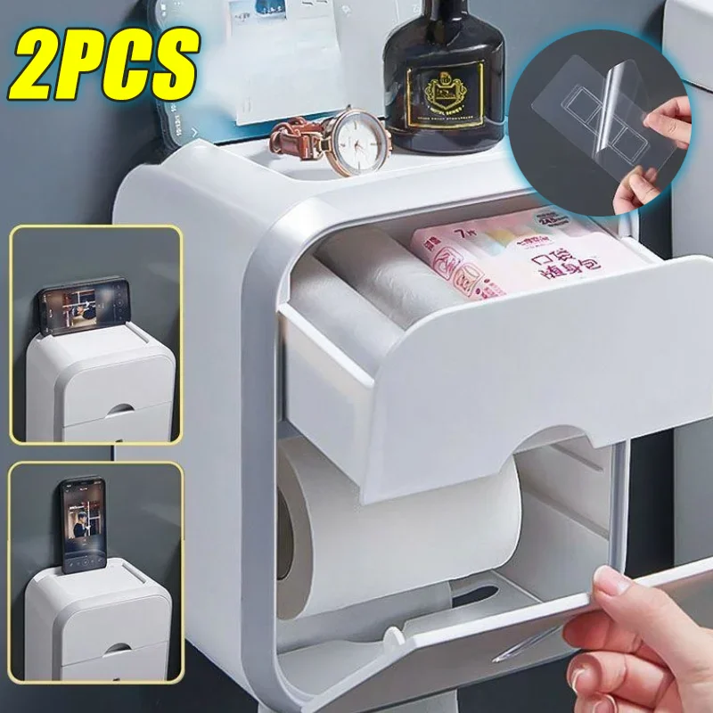 Tissue Box Wall Mounted Waterproof Toilet Tissue Storage Box Multi-function Toilet Paper Holder Bathroom Storage Products tissue dispenser tissue box toilet paper holder napkin holder
