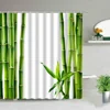 Chinese Style Green Bamboo Series Shower Curtain Set Waterproof Home Bathroom Decor Curtains With Hook Popular Bath Accessories 5