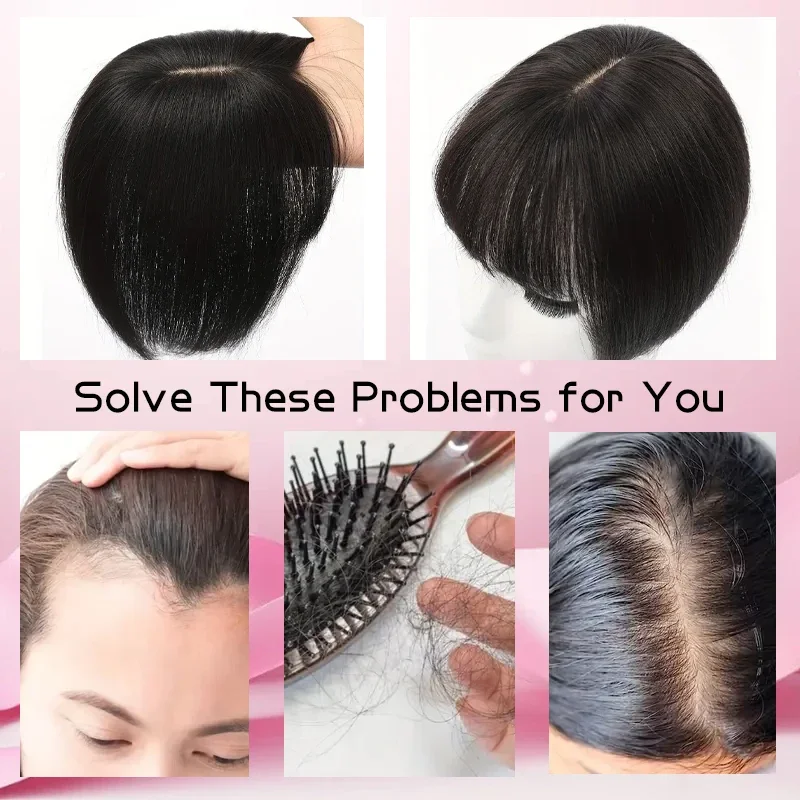 25cm 9X14cm Hairnet Straight Human Hair Invisible 3D Toupee Clip in One Piece Hair Extensions Topper for Women Loss
