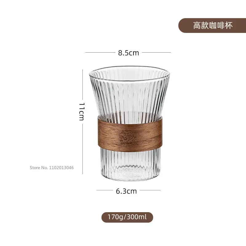 Japanese Hammered Bamboo Wood Glass Coffee Cup High Borosilicate Tea Cups Fair Coffee Cup Simple Household Master