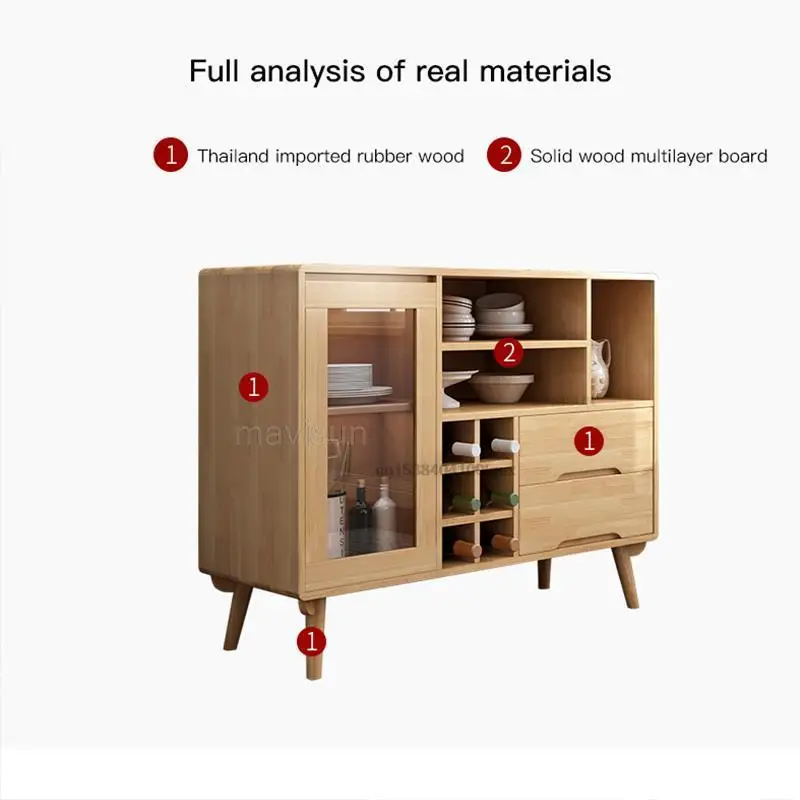 Italian Simple And Modern Wooden Tea Cabinet Classical Living Room Storage Cabinet With Glass Door Minimalist Kitchen Furniture
