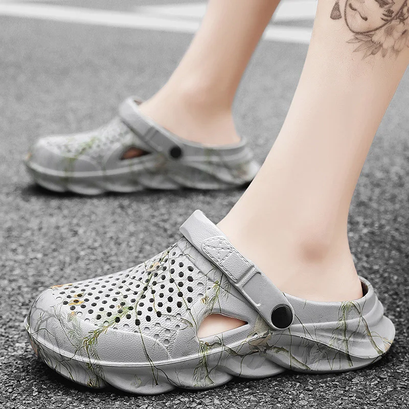 Men Summer Slippers thick Sole Mens clogs Sandals Hollow Breathable Flip Flops sandals Shoes Fashion Beach Slippers - Image 5