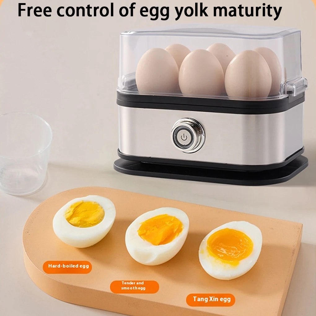 6 Eggs Electric Eggs Cooker Automatic Rapid Boiler 200W Stainless Steel Eggs Steamer with Warming Function Kitchen Accessory