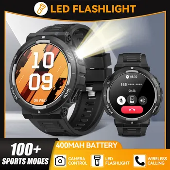 LaNikar New Smart Watch Men 3ATM Waterproof 1.53"KT75 Outdoor Sports With LED Flashlight Health Monitoring Bluetooth Call Camouf