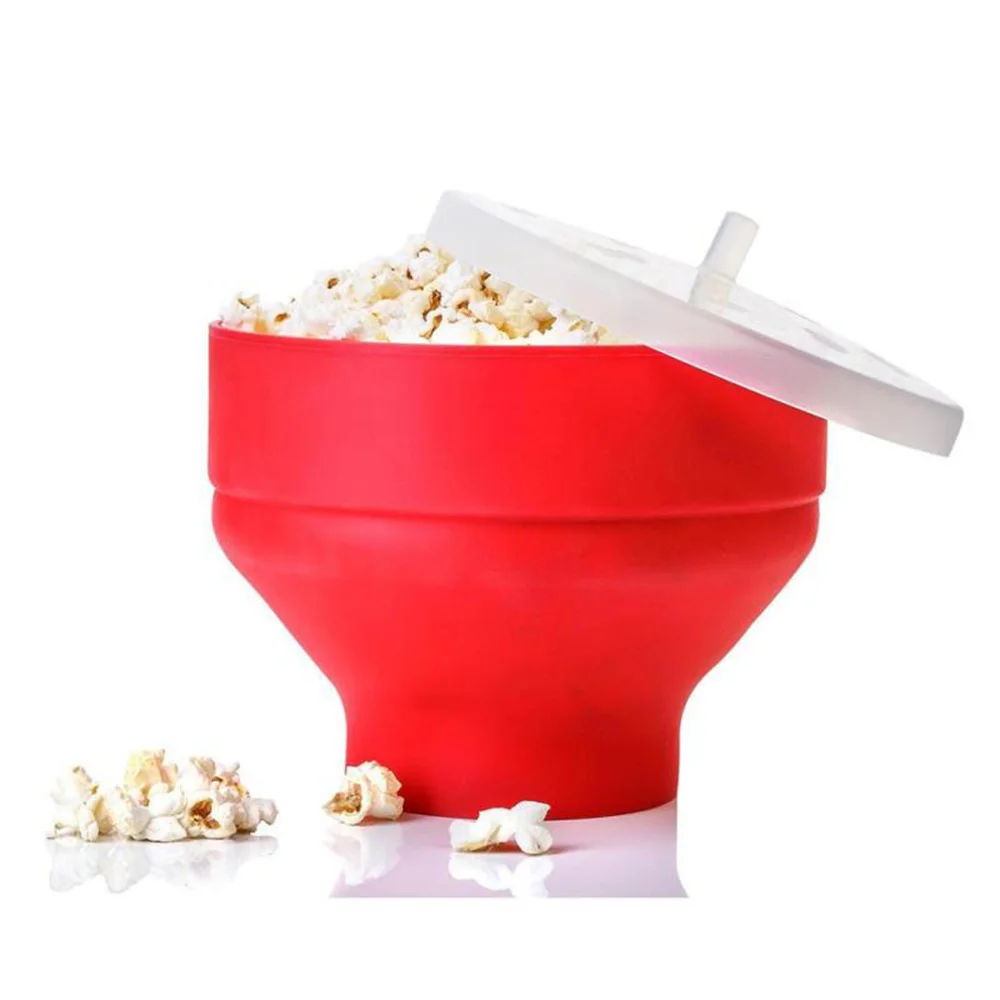 High Temperature Silicone Popcorn Maker Chips Fruit Dish Home Diy Microwaveable Popcorn Maker Foldable Baking Popcorn Buckets