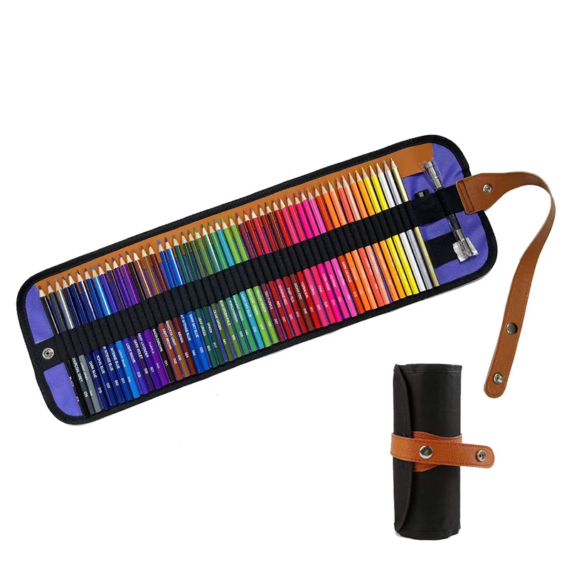 Intsun 50 Colored Pencils Set With Canvas Roll-Up Bag & Sharpener - Professional Drawing Kit For Artists & Kids