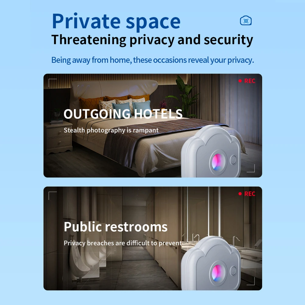 Anti-Sneak Camera Detector Portable Anti Candid Pinhole Camera Tracker Anti-spy Detector for Outdoor Travel Hotel Rental