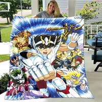 Knights of the Zodiac Cartoon printed blanket warm flannel blanket soft and comfortable home travel bed blanket birthday gift 1