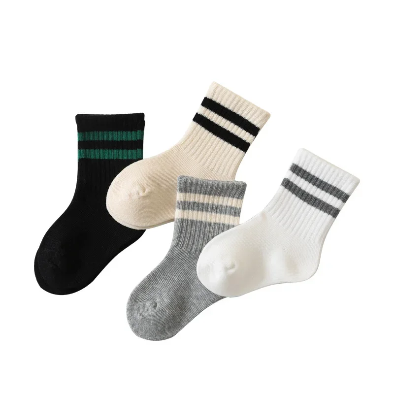 

Children Solid Color Stripe Sport Socks Cotton Breathable Soft Socks For Baby Infant Toddler Socks Kids Boys Girls 1-6 years Old
