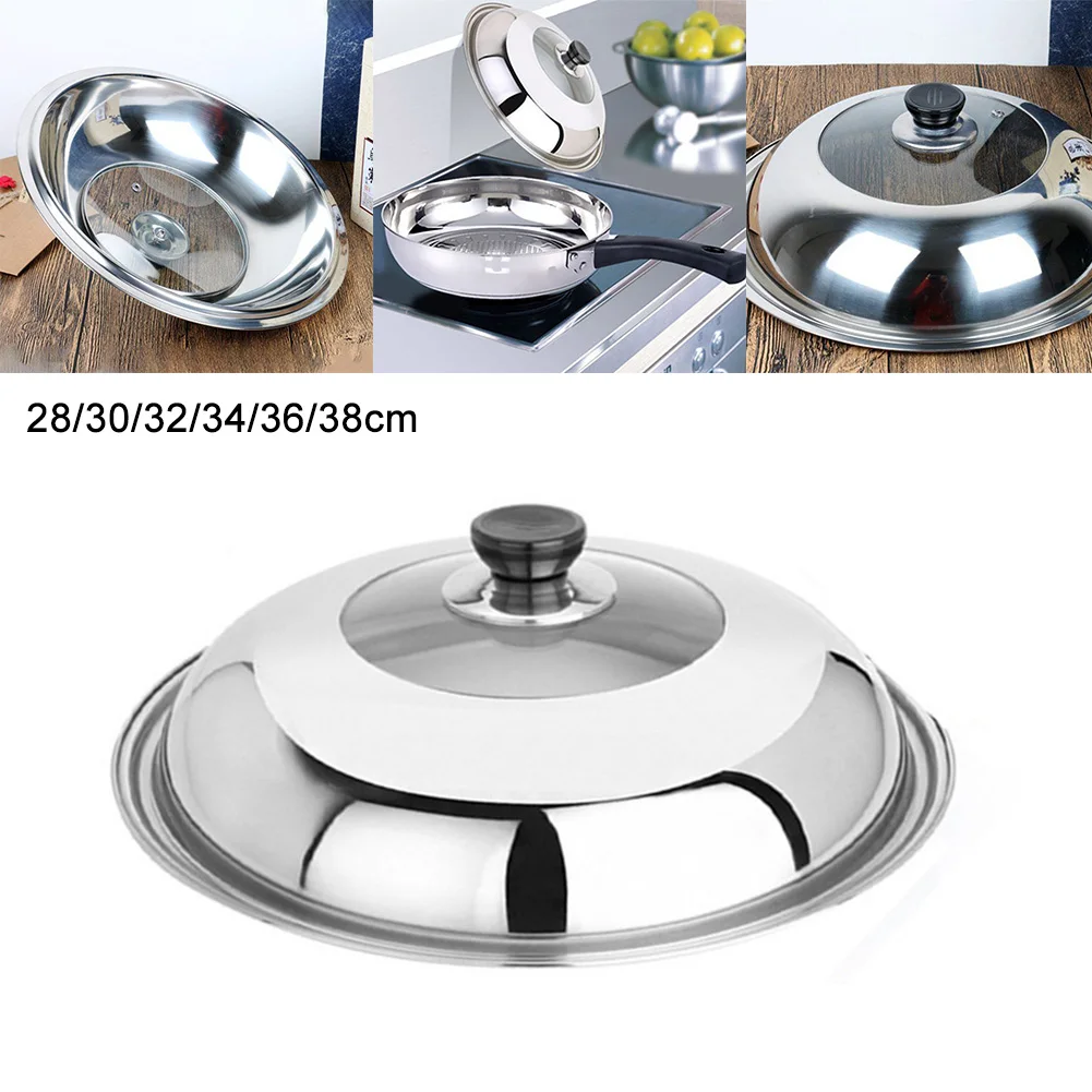 

28/30/32/34/36/38CM Stainless Steel Visible Pot Lid Combined Tripod Wok Cover Kitchen Cookware Accessories Replacement