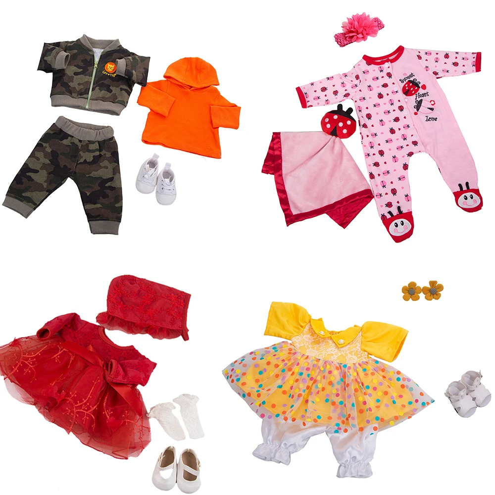 

Reborn Baby Doll Clothes Shoes Socks Outfits for 17-19 Inch 43-48CM Reborn Todddler Girl Boy Doll Dress Up Toys Gift