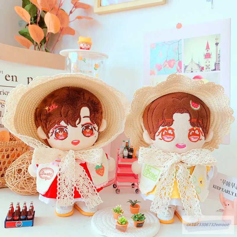 

Doll Clothes 20cm Idol Dolls Accessories Plush Doll's Clothing Dress Sun hat shorts shoe Stuffed Toy Dolls Korea Kpop EXO