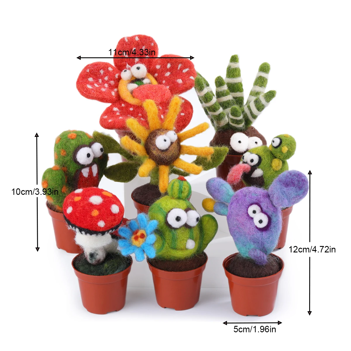Wool Needle Felting Starter Kit Felt Plant Flowerlower Monster Team Kit for Beginner with DIY Needle Felting Supplies and Instru