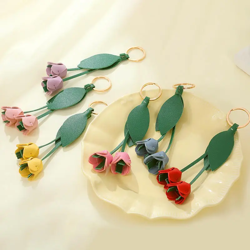 DIY Handmade Tulip Keychain Floral Bag Pendant Gift Accessories for Women Starter Kit