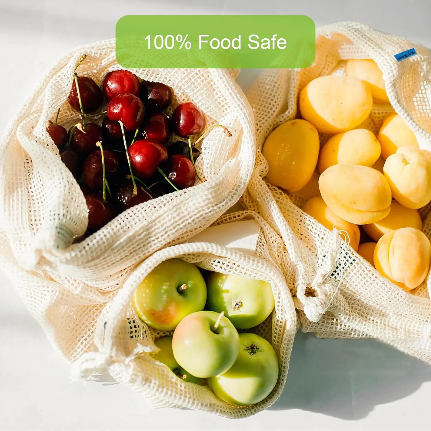 Eco-Friendly Reusable Cotton Mesh Produce Bags - Set of 3