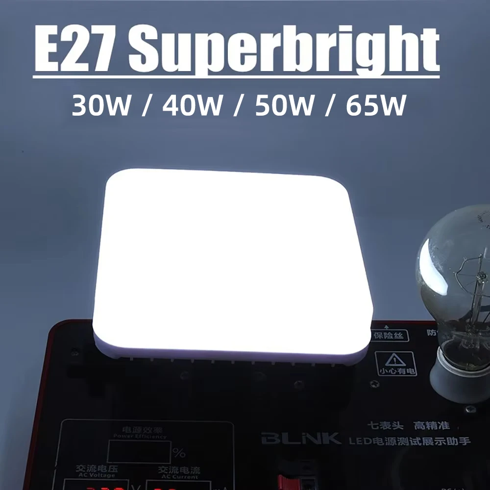 LED Bulb E27 Base 180-265V Square Ceiling Lamp Indoor Lighting 30W 40W 50W Light Bulb Cold White Energy Saving Lamp Garage Light