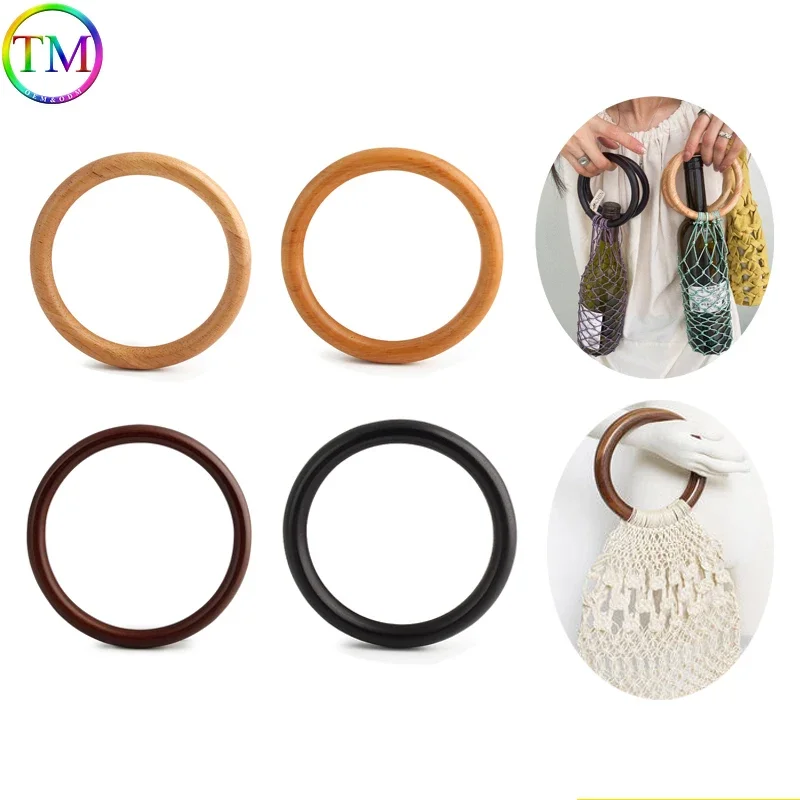 

2 Pieces Circular Type Wood Bag Handle Decorative DIY Classic Bags Accessories Bag Handles Tote Replacement Making Tool