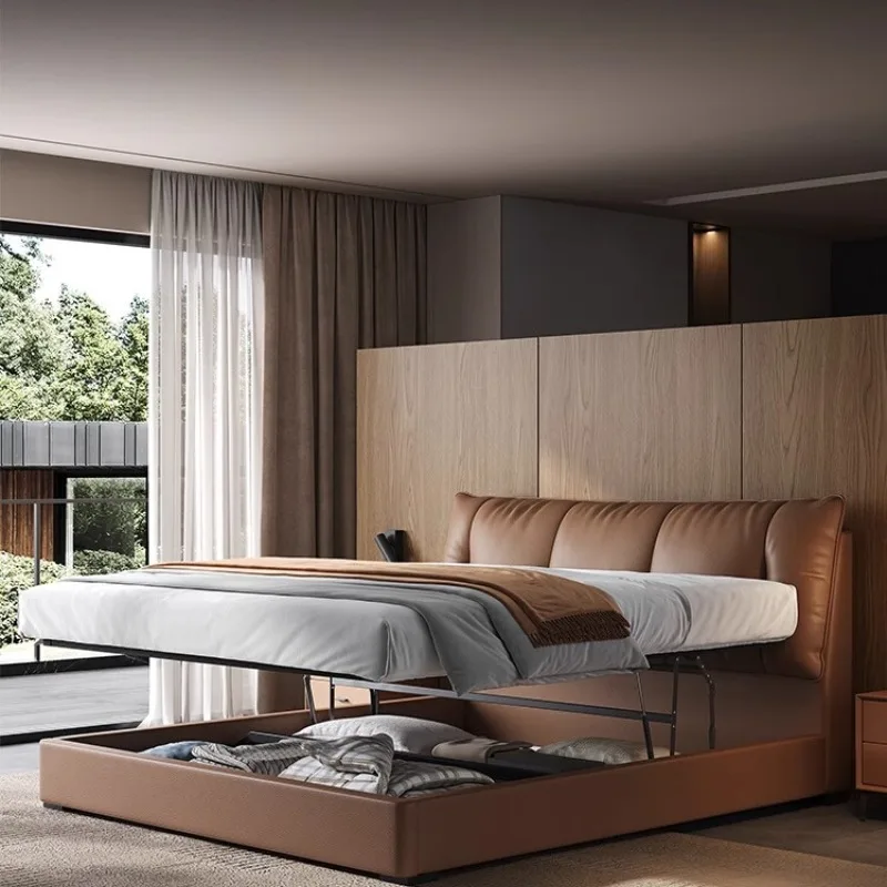 Cadre rembourré lit Queen tête de lit rangement minimaliste Spac lit moderne luxe dormir Mobilier Maison accessoires