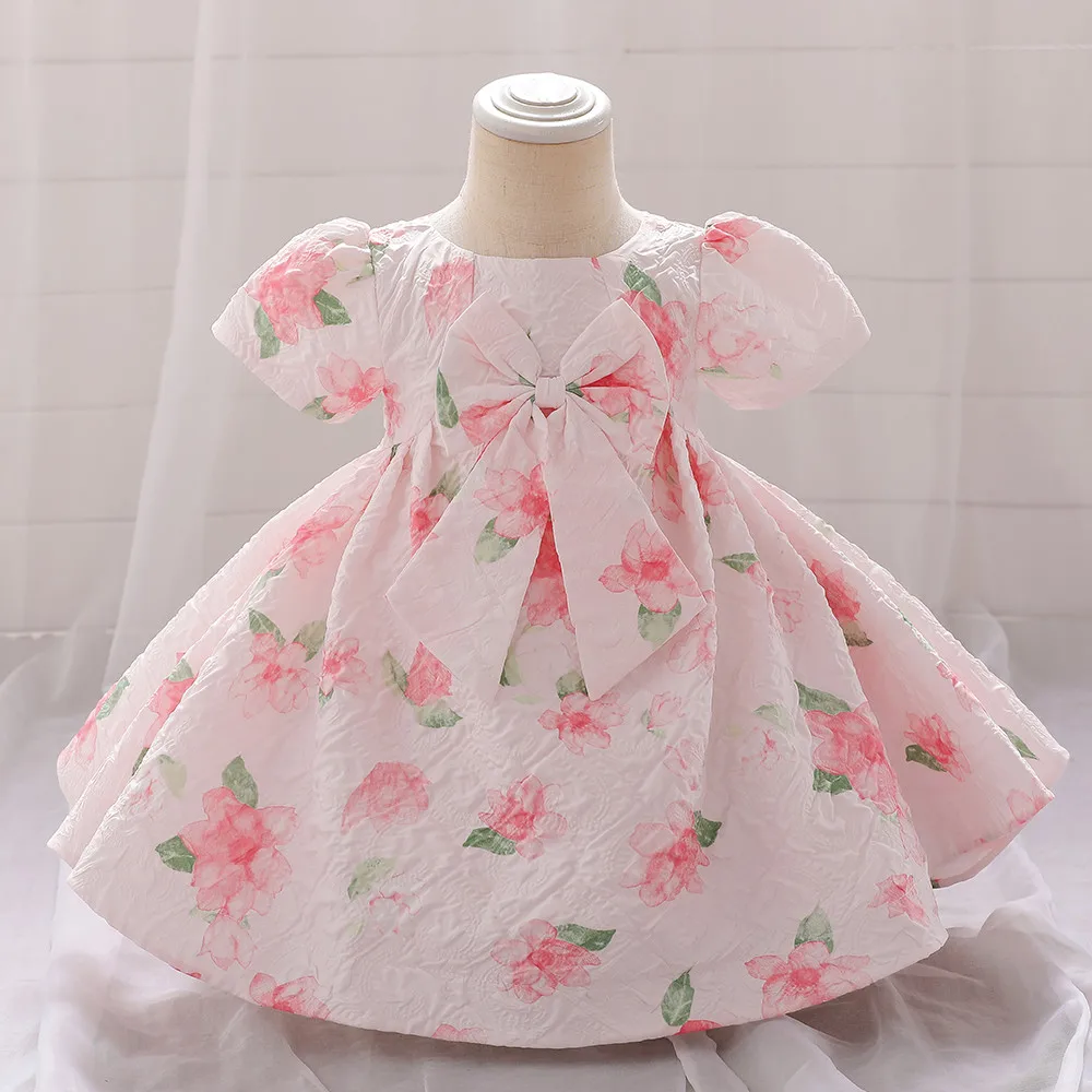 

Cute Baby Girls 1st Birthday Party Dress Wedding Prom Gown Toddler Kids Bow Knot Floral Princess Ball Gown Newborn Evening Wear