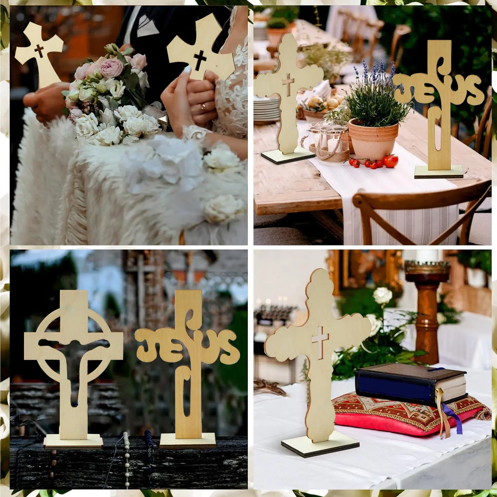 Panda hall 14pcs 7 Stile Holzkreuz Gebets skulptur Religion Display Kreuz Dekorationen für zu Hause Tisch dekoration – Detail 7