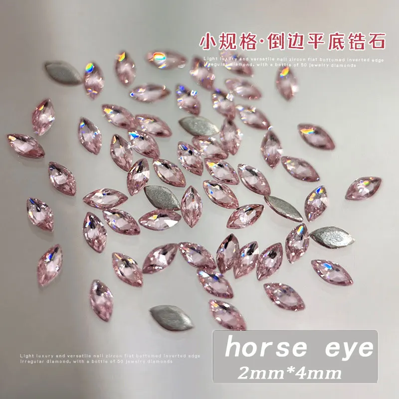 50pcs 3D 미니 반짝 이는 핑크 지르콘 네일 아트 라인 석 2/3/4mm 마름모/타원형/러브 하트 다이아몬드 네일 보석 플랫 백 수지 데코