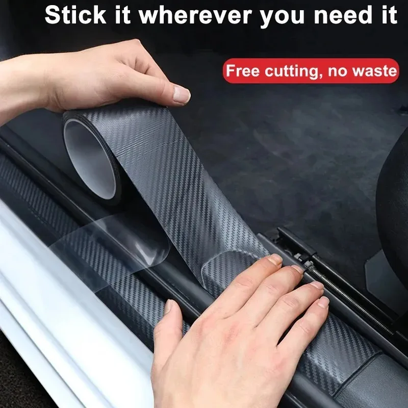 1/3PCS Nano Carbon Fiber Car Stickers DIY Car Protective Film Door Sill Side Mirror Scratch Resistant Tape