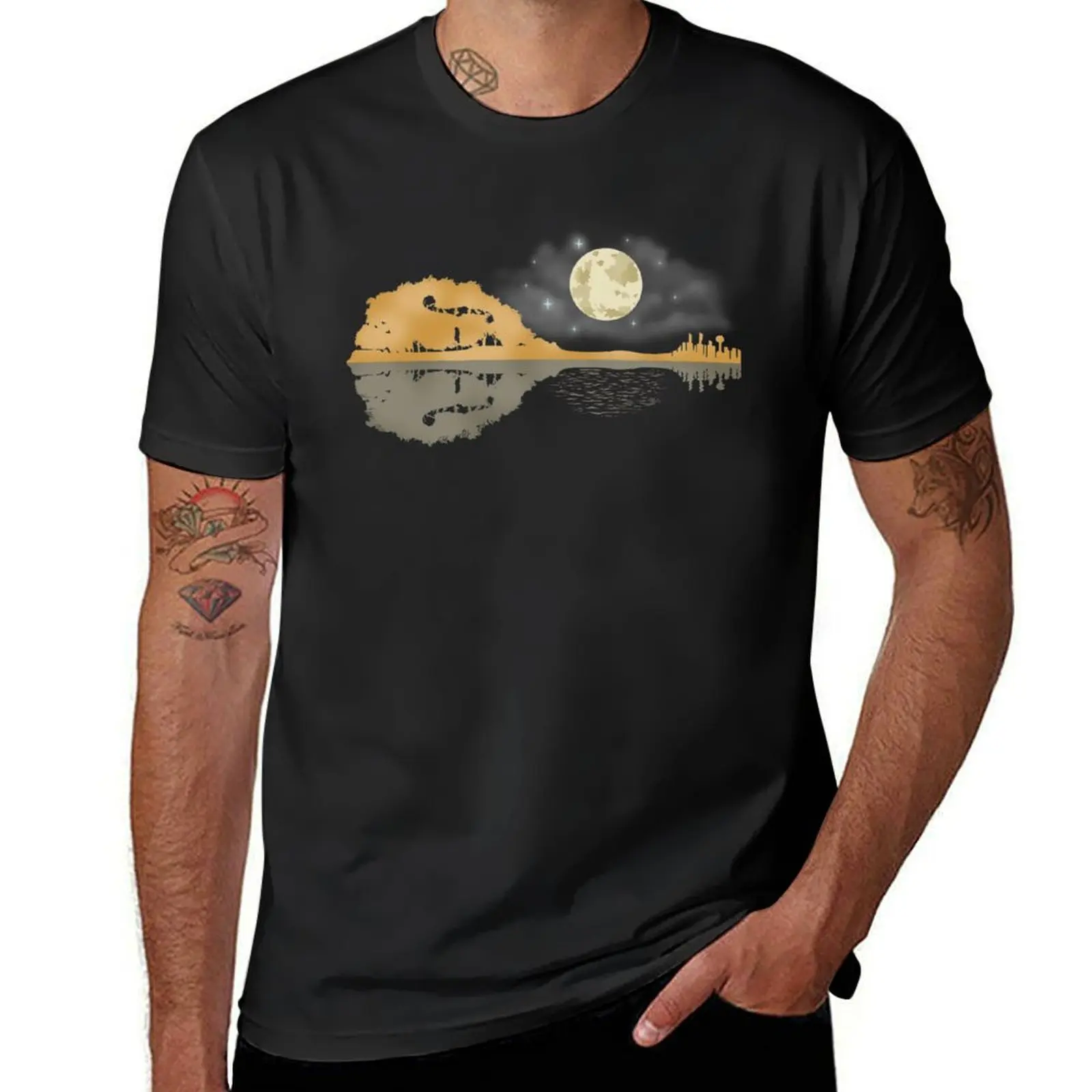 Mandolin Gift Men Country Music Moon Bluegrass Mandolin T-Shirt oversized vintage clothes mens graphic t-shirts big and tall