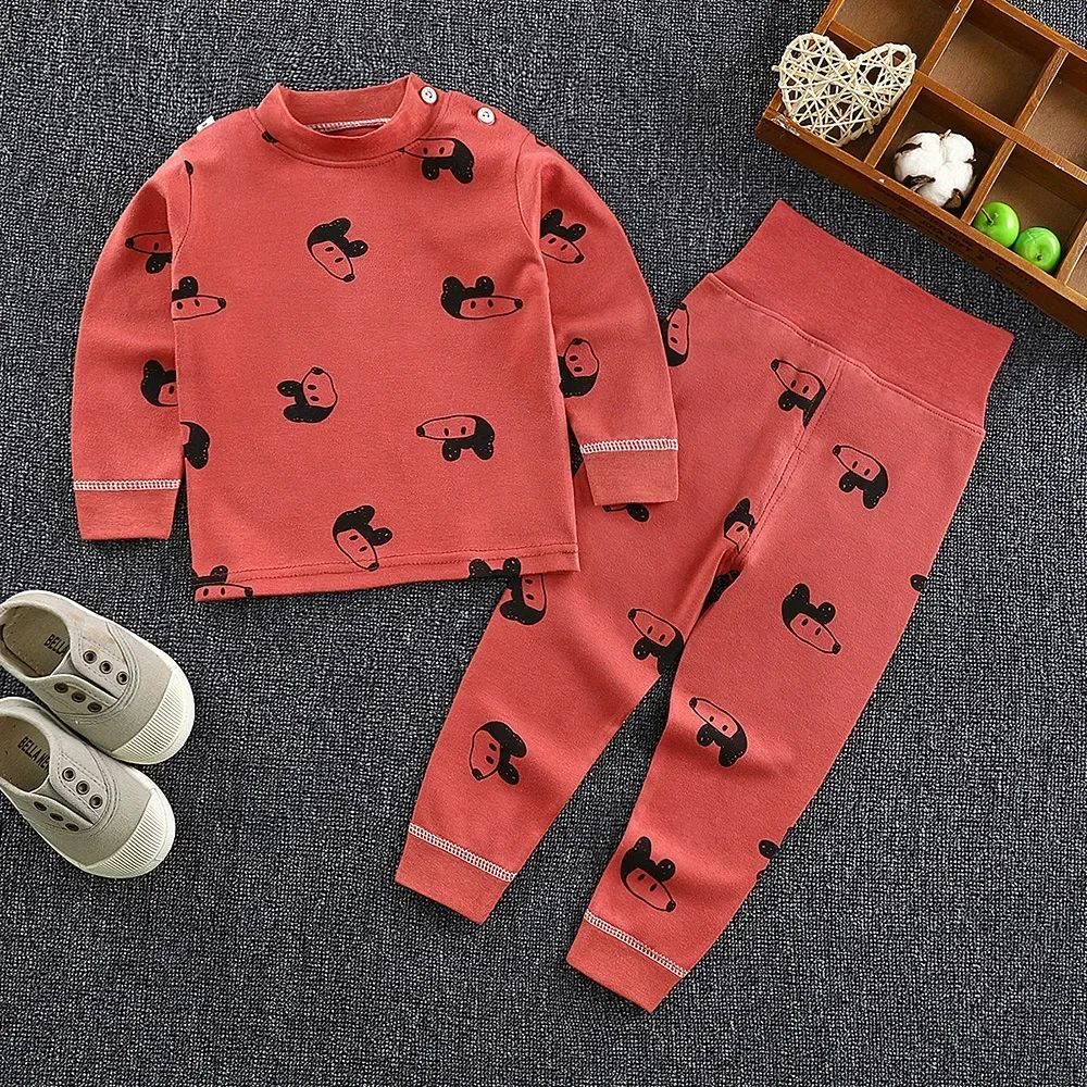 Children Clothes Children Underwear Suits Baby Pajamas Boys and Girls Pure Cotton High-waisted Autumn Pants Home Clothes