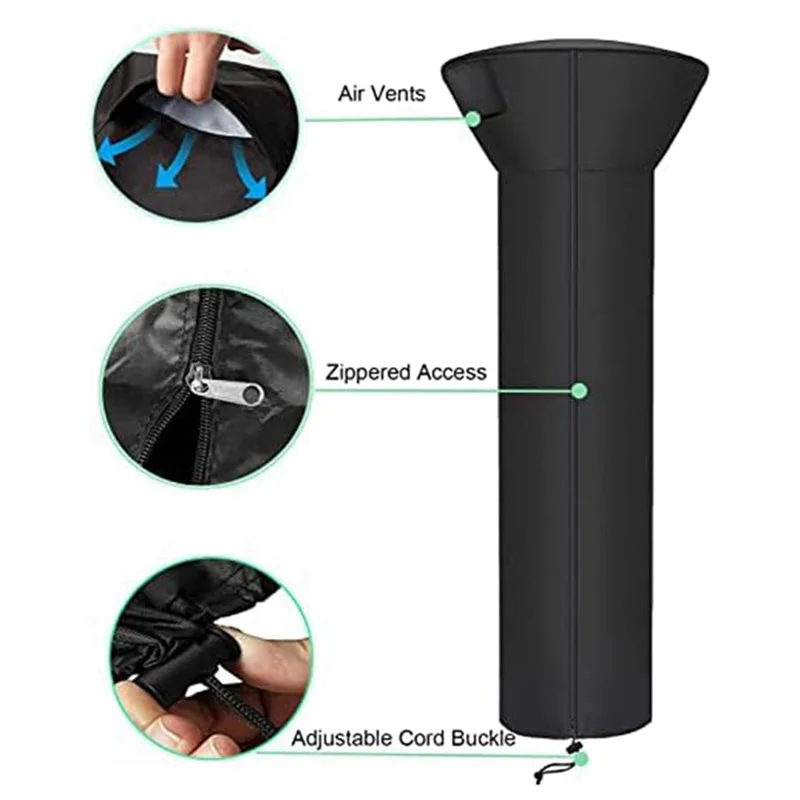 Patio Heater Covers With Zipper And Air Vent,Waterproof,Dustproof,Wind-Resistant,UV-Resistant,Snow-Resistant 221X85X48CM Durable