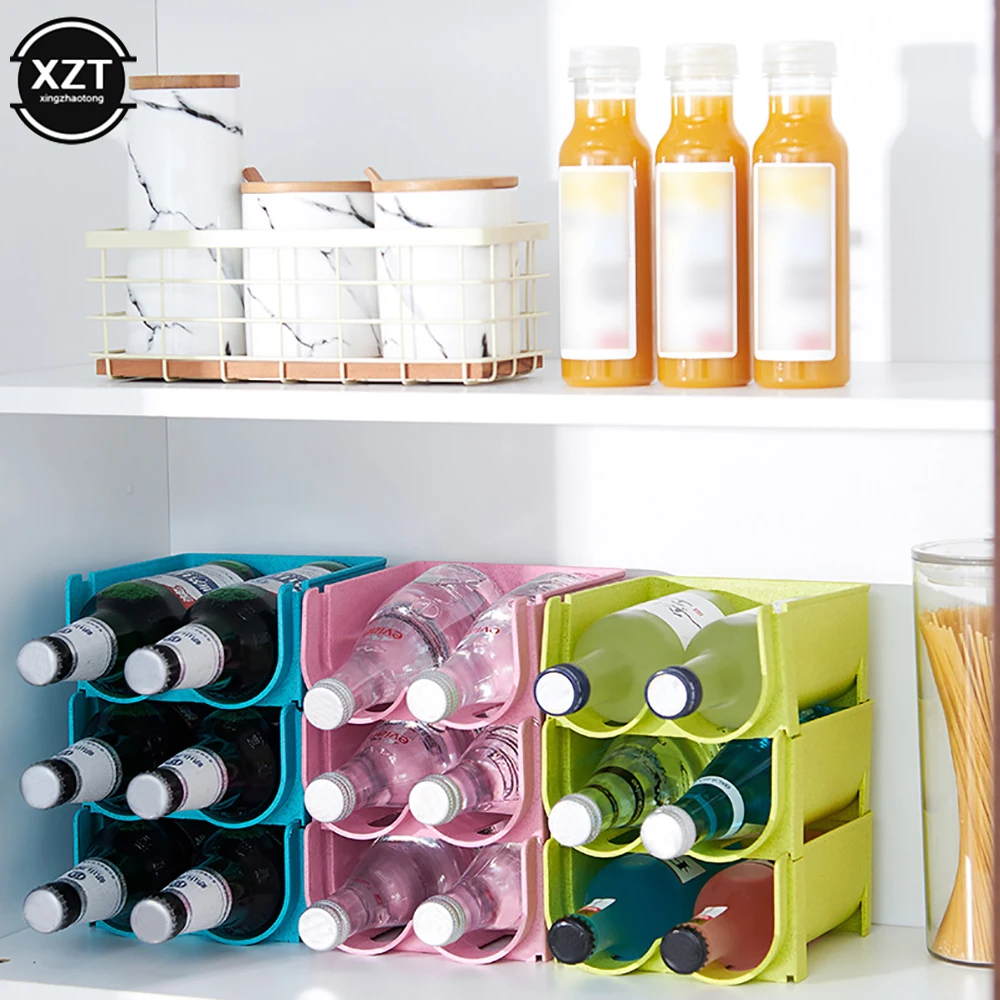  4 Tier Water Bottle Organizer - 16 Bottles, Stackable Cup  Organizer for Cabinet, Countertop, Pantry & Fridge, Free-Standing Kitchen  Tumbler Storage Holder for Wine and Drink Bottles, Clear Plastic : Home