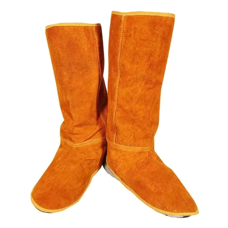 

15inch Leather Welding Spats Heat and Abrasion Resistant Welder Tools Protection Feet Cover Welding Boot Shoes Covers