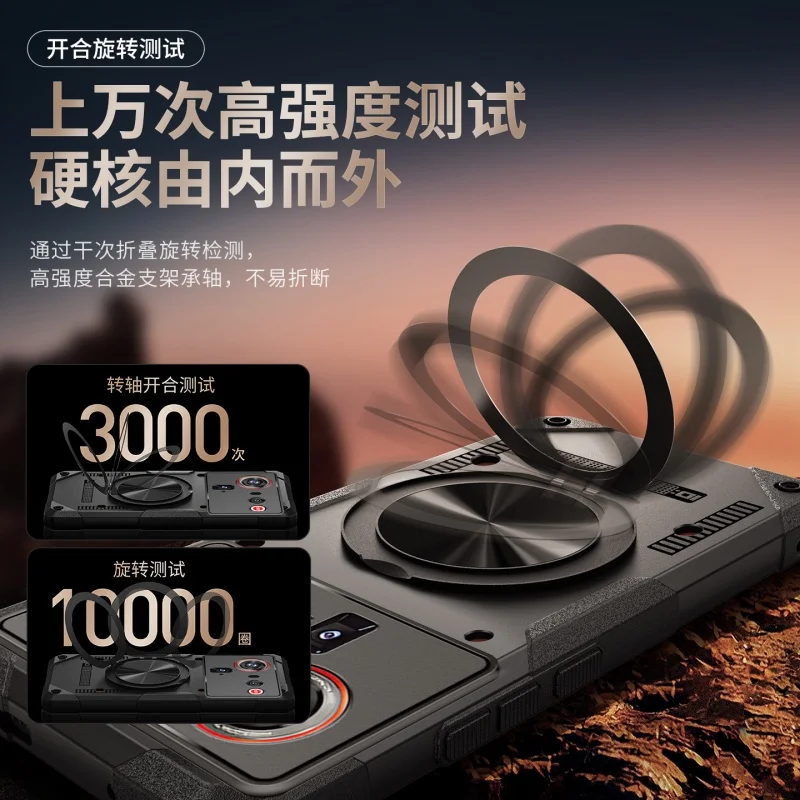 Magnetic Stand Phone Case with Copper Heat Dissipation and Shockproof Armor Cover