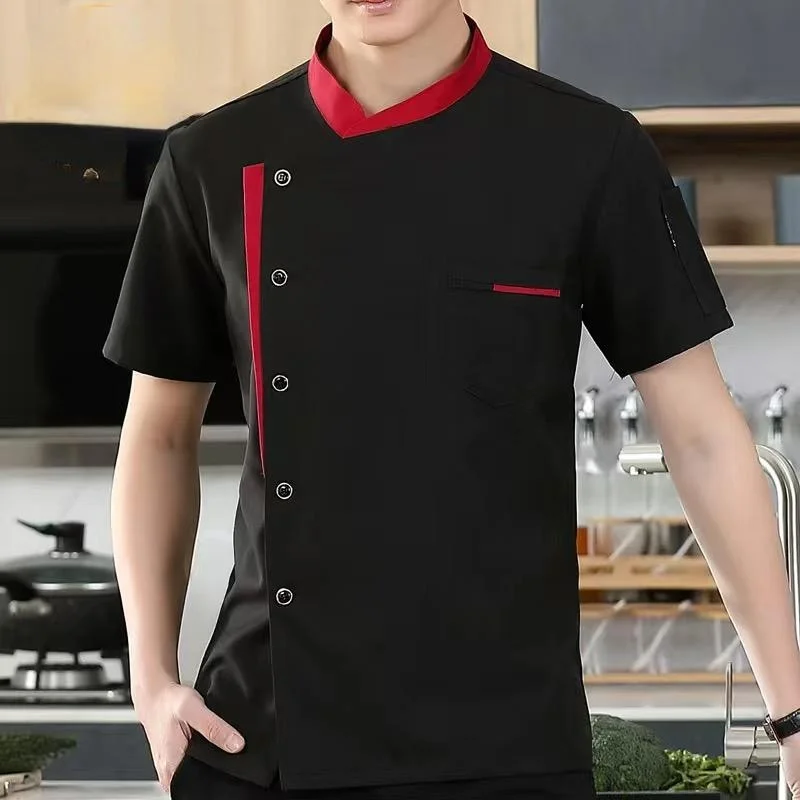 Classic Style Men Women Restaurant Kitchen Canteen Chef Uniform  Sleeves Chef Jacket Waiter Works Clothes images - 6