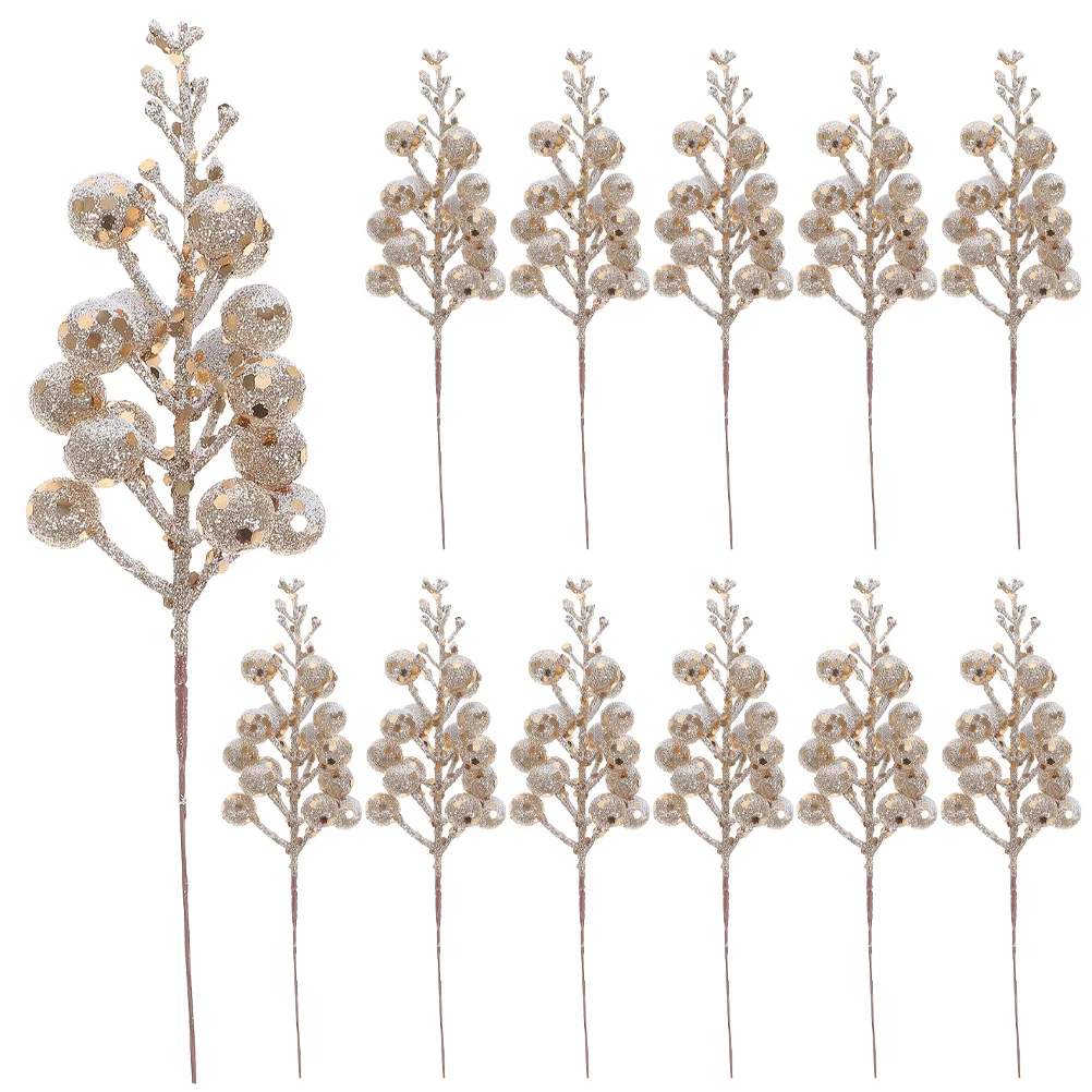 

Burgundy Berry Picks Christmas Imitation Berries Gold Home Decor Holiday Season