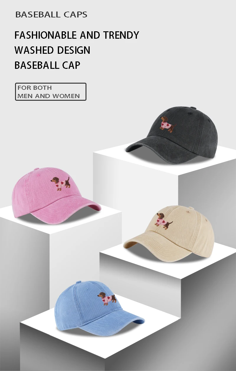 Niedliche Baseballkappe mit Dackel-Motiv in Rosa Herz-Pullover-Print für Männer und Frauen, Vintage-Waschung, verstellbare Dad-Mütze, Sonnenhut für Tierliebhaber – Detail 1