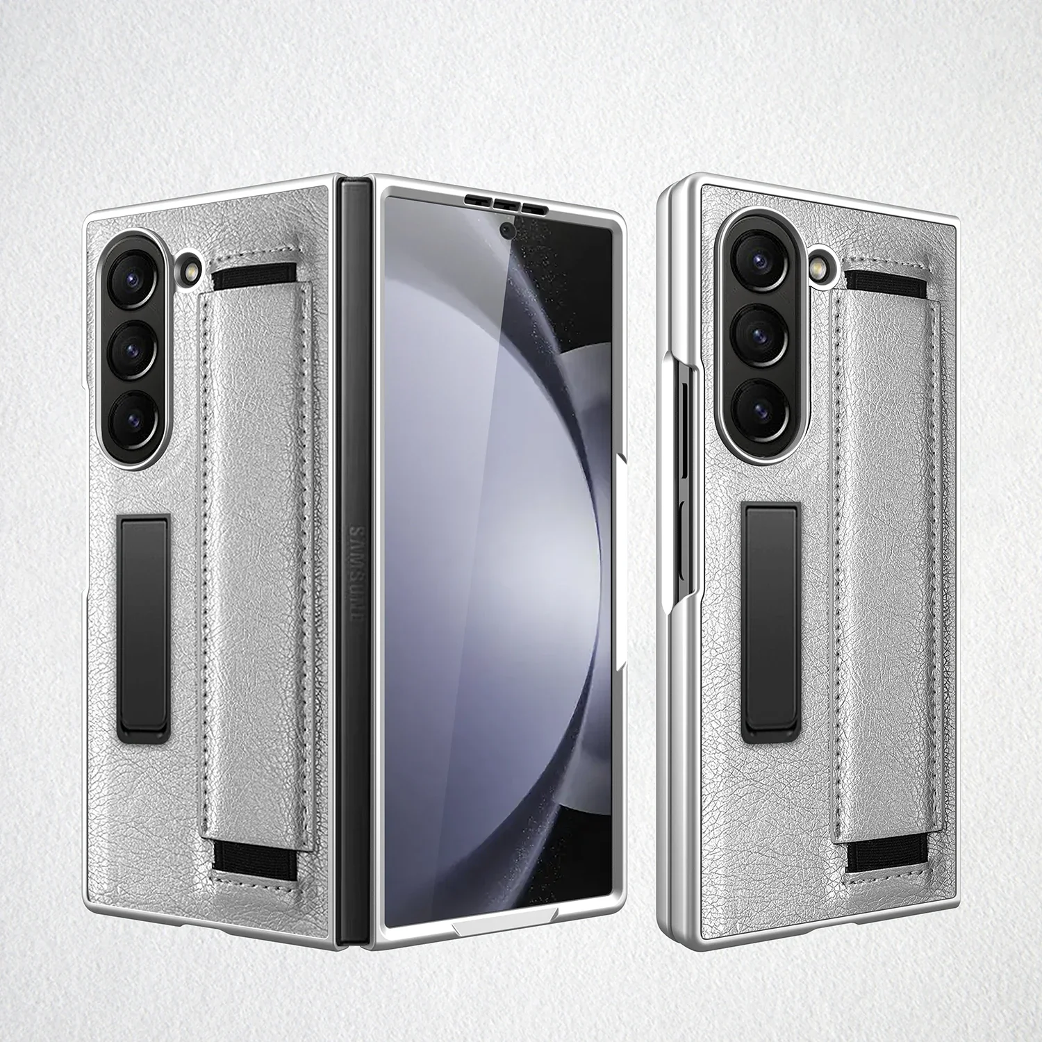 Luxury Leather Wristband Holder Phone Case with Glass Film - All-Inclusive Shockproof Design