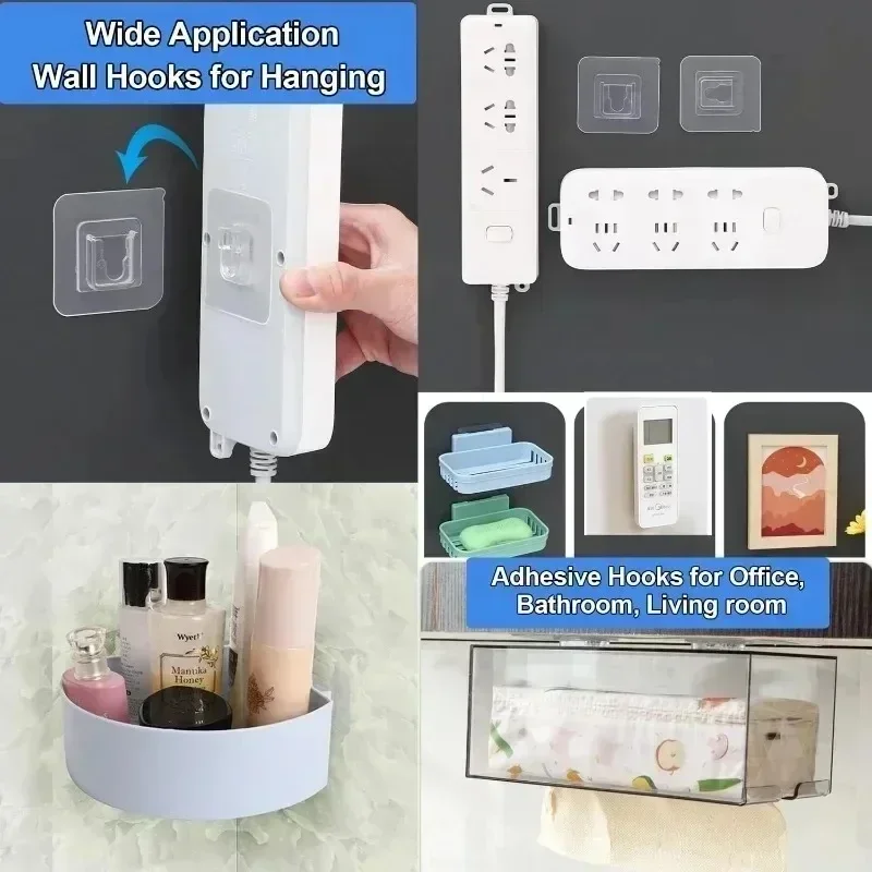 Self Adhesive Wall Hooks 40/2pcs Double-Sided Traceless Suction Cup Storage Holders For Bathroom Kitchen Organizer