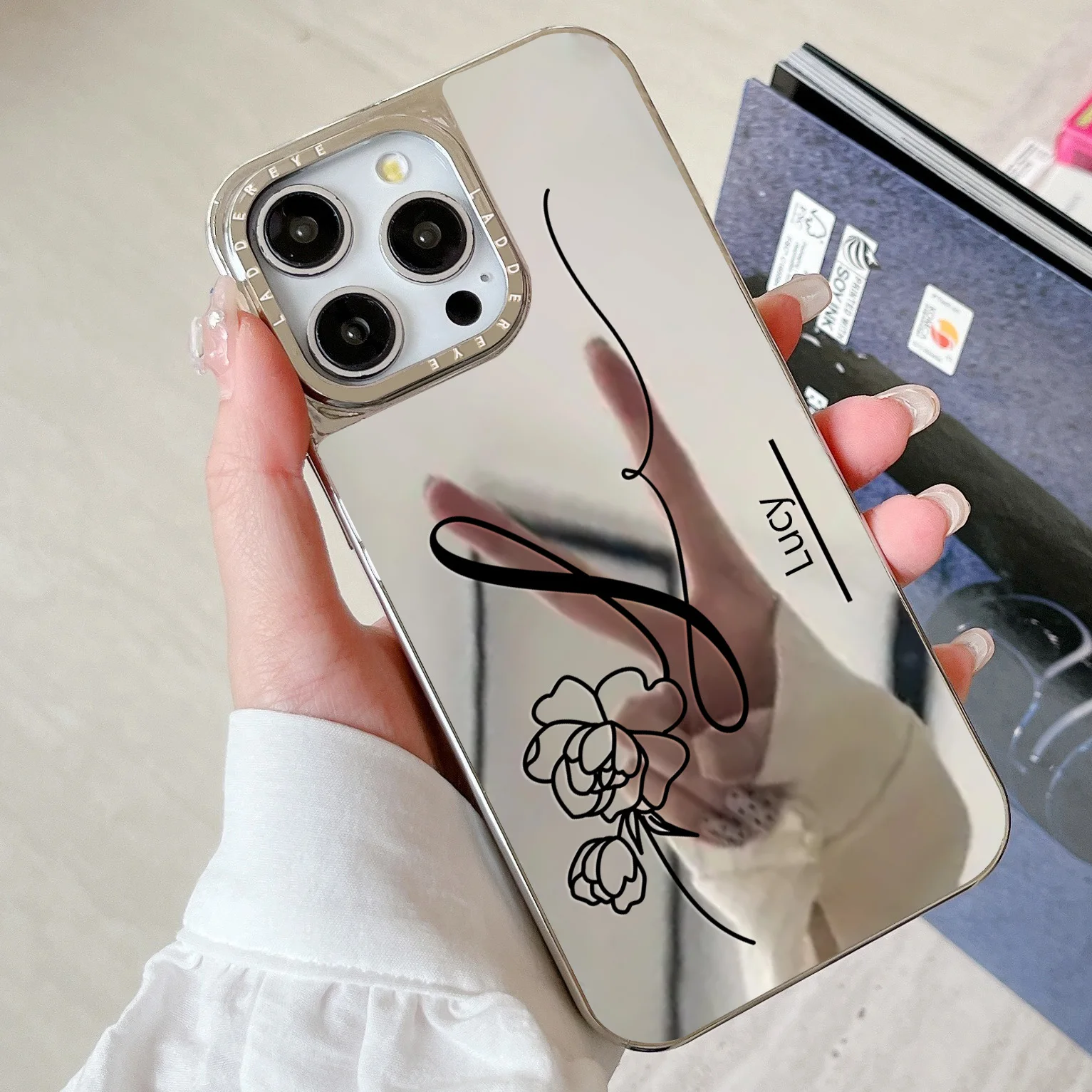 Personalized Luxury Custom Your Name Make UP Mirror Phone Case thumbnail 5