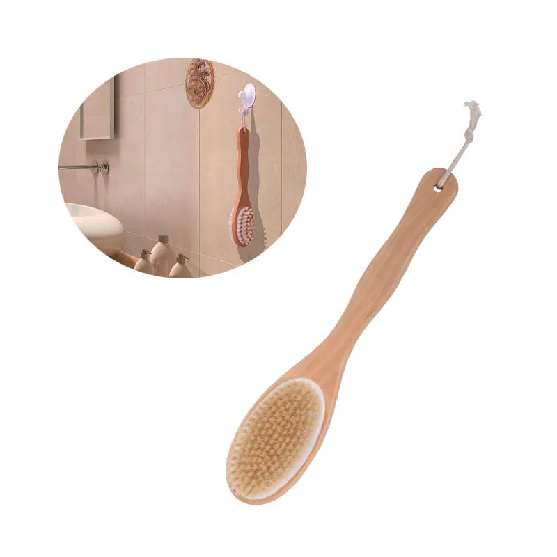 

Bathroom Body Brush With Long Wooden Handle Natural Bristles Back Scrub Massage Shower Bath Washing SPA Dry Tools