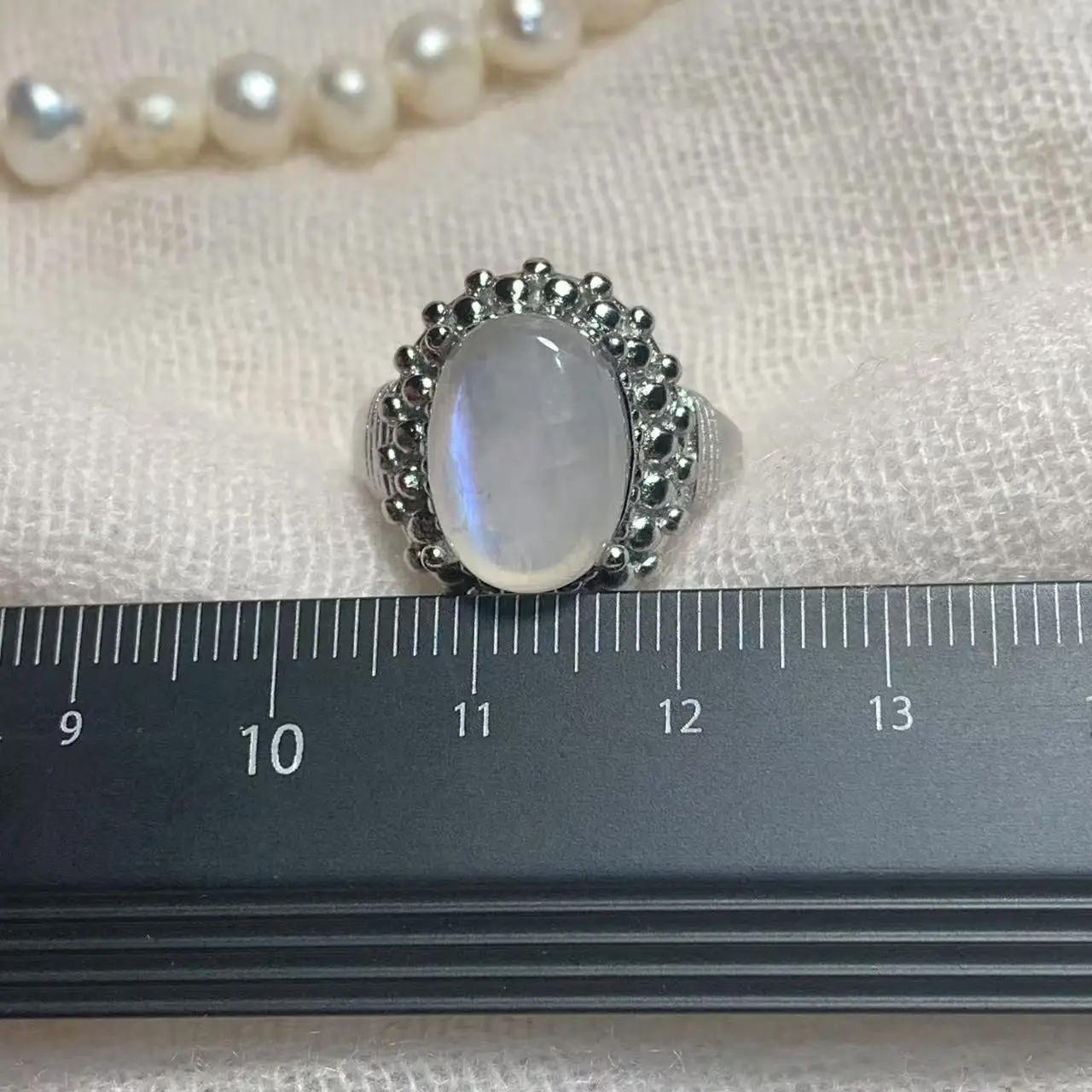 14*10MM Natural BLUE Moonstone Ring Adjustable Female  Ring Jewelry for Women Gift Wholesale High Quality Vintage Fine