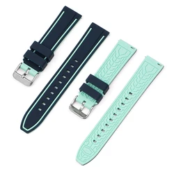 Premium 20mm Silicone Diving Watch Strap with PVD Coated Buckle - Unisex Accessories - 20mm (Blue green)