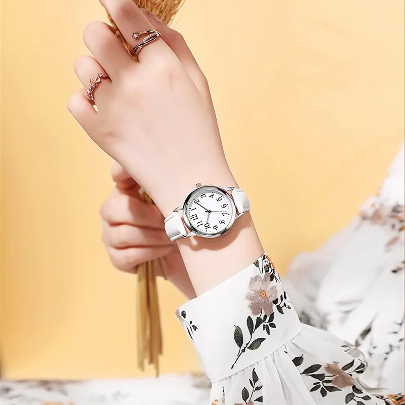 Women Quartz Watch Easy To Read Arabic Numerals Simple Dial PU Leather Strap Lady Candy Color  Reloj De Mujer Montre Femme 5