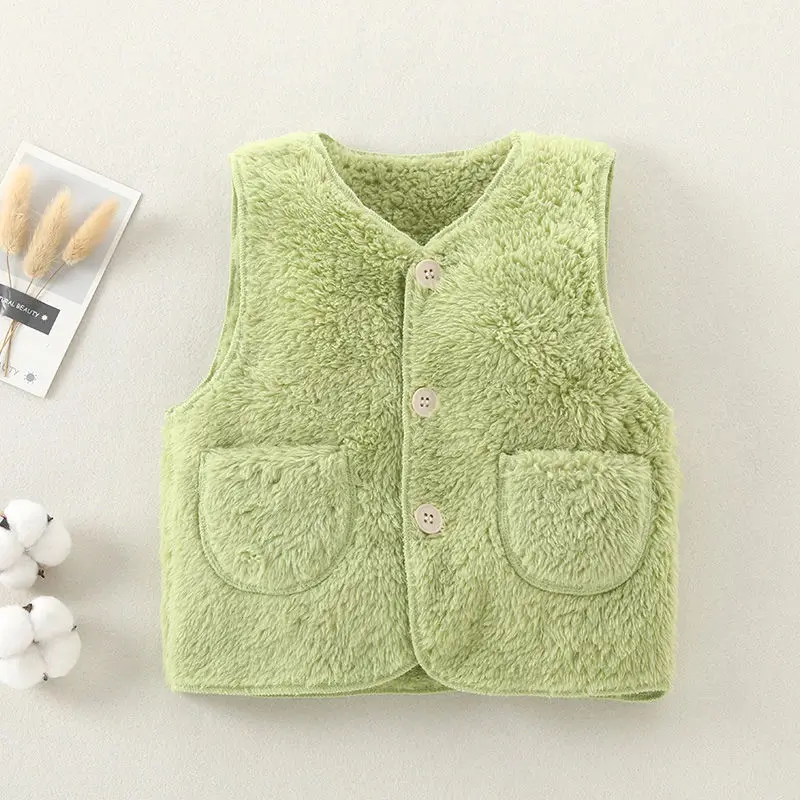 Sleeveless Children Vest Baby Girl Boy Plush Waistcoat Spring Autumn Kids Jacket Soft Children Clothes Thick Outerwear For Kids