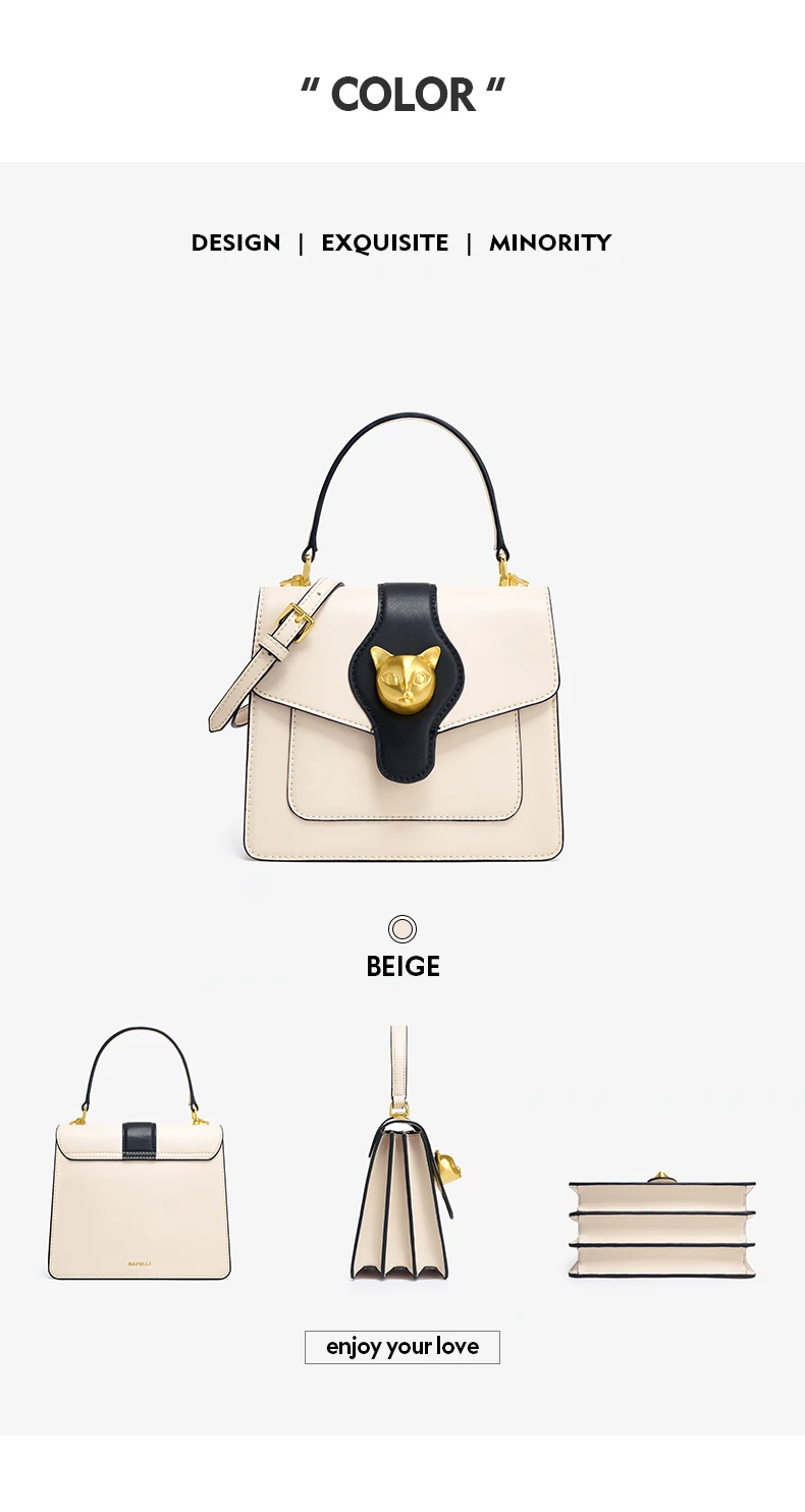 luxury cat design handbag for women premium cat bag genuine leather female cat bag