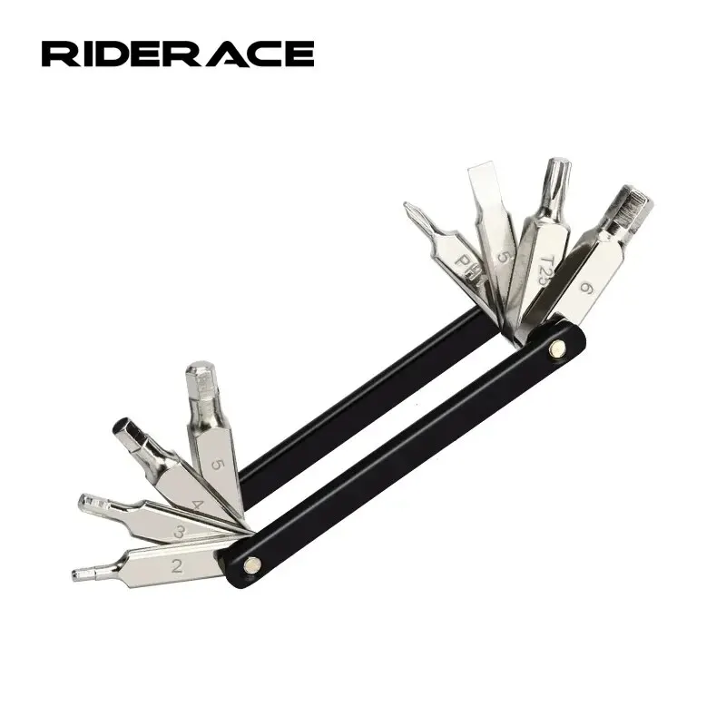 RIDERACE 8 in 1 기능 자전거 도구 휴대용 CR-V 강철 육각 스포크 렌치 오토바이 사이클 스크루 드라이버 멀티 자전거 수리 도구