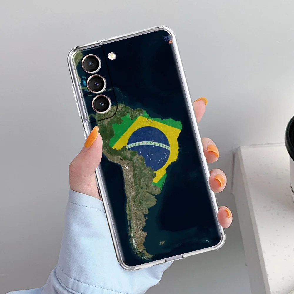 Clear Soft Phone Case with Large Brazil Flag Design